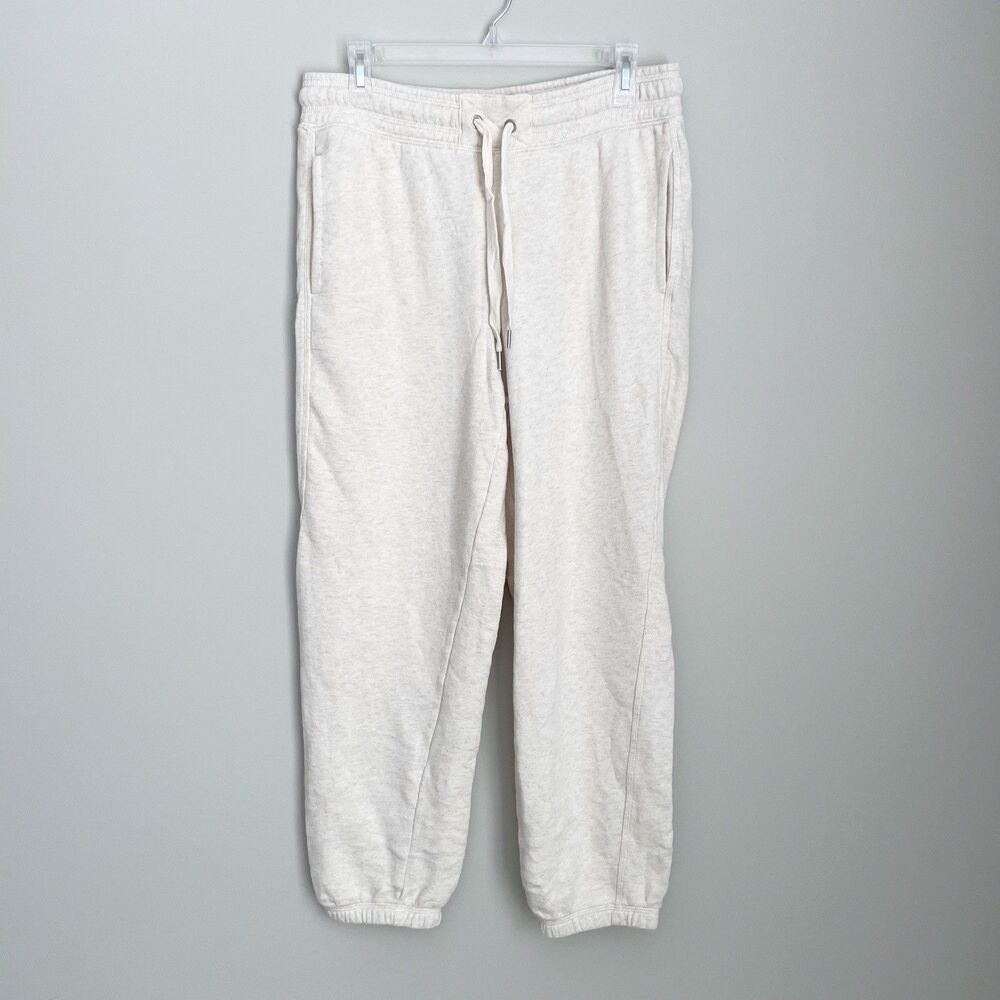 Aerie Size M Cream Oatmeal Straight Leg Sweatpants Lounge Cozy Drawstring